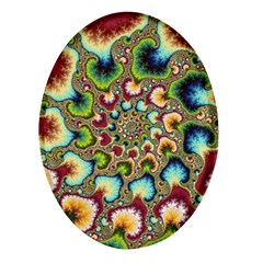 Colorful Psychedelic Fractal Trippy Oval Glass Fridge Magnet (4 Pack)