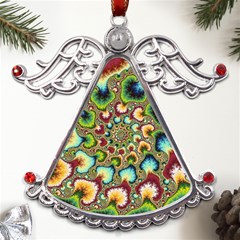 Colorful Psychedelic Fractal Trippy Metal Angel With Crystal Ornament