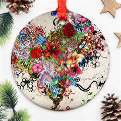 Valentine s Day Heart Artistic Psychedelic Ornament (round) by Modalart