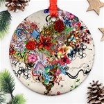 Valentine s Day Heart Artistic Psychedelic Ornament (Round) Front