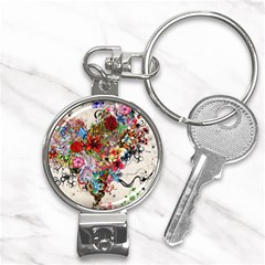 Valentine s Day Heart Artistic Psychedelic Nail Clippers Key Chain by Modalart