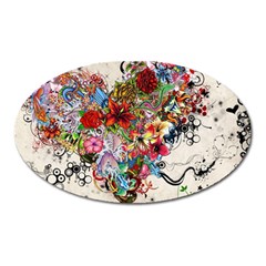 Valentine s Day Heart Artistic Psychedelic Oval Magnet