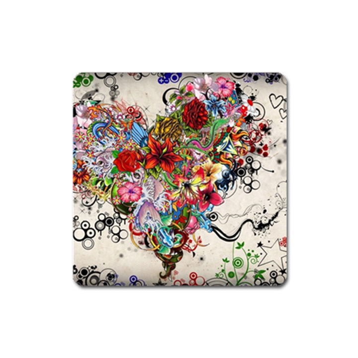 Valentine s Day Heart Artistic Psychedelic Square Magnet