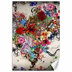 Valentine s Day Heart Artistic Psychedelic Canvas 12  X 18 