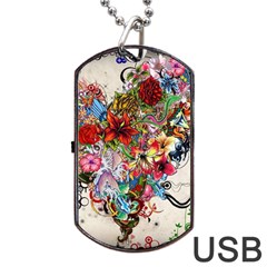 Valentine s Day Heart Artistic Psychedelic Dog Tag Usb Flash (one Side) by Modalart