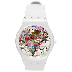 Valentine s Day Heart Artistic Psychedelic Round Plastic Sport Watch (m)