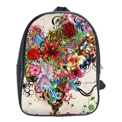 Valentine s Day Heart Artistic Psychedelic School Bag (xl)