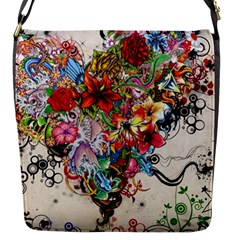 Valentine s Day Heart Artistic Psychedelic Flap Closure Messenger Bag (s) by Modalart