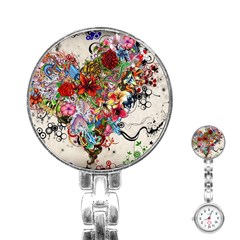 Valentine s Day Heart Artistic Psychedelic Stainless Steel Nurses Watch by Modalart