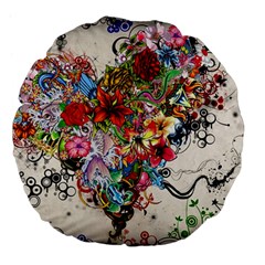 Valentine s Day Heart Artistic Psychedelic Large 18  Premium Flano Round Cushions by Modalart