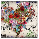 Valentine s Day Heart Artistic Psychedelic Square Satin Scarf (36  x 36 ) Front