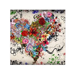 Valentine s Day Heart Artistic Psychedelic Square Satin Scarf (30  X 30 ) by Modalart