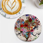 Valentine s Day Heart Artistic Psychedelic UV Print Round Tile Coaster Front