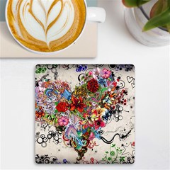 Valentine s Day Heart Artistic Psychedelic Uv Print Square Tile Coaster  by Modalart