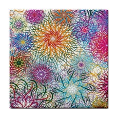 Psychedelic Flowers Yellow Abstract Psicodelia Tile Coaster