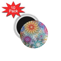 Psychedelic Flowers Yellow Abstract Psicodelia 1 75  Magnets (10 Pack)  by Modalart