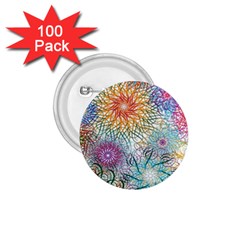 Psychedelic Flowers Yellow Abstract Psicodelia 1 75  Buttons (100 Pack)  by Modalart