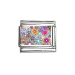 Psychedelic Flowers Yellow Abstract Psicodelia Italian Charm (9mm) by Modalart