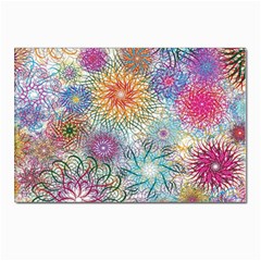 Psychedelic Flowers Yellow Abstract Psicodelia Postcards 5  X 7  (pkg Of 10) by Modalart