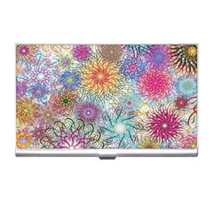 Psychedelic Flowers Yellow Abstract Psicodelia Business Card Holder by Modalart