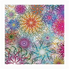 Psychedelic Flowers Yellow Abstract Psicodelia Medium Glasses Cloth (2 Sides) by Modalart