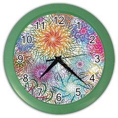 Psychedelic Flowers Yellow Abstract Psicodelia Color Wall Clock