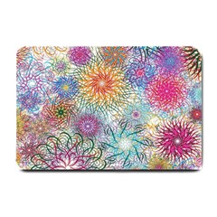 Psychedelic Flowers Yellow Abstract Psicodelia Small Doormat by Modalart