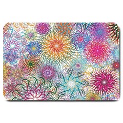 Psychedelic Flowers Yellow Abstract Psicodelia Large Doormat by Modalart