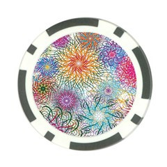 Psychedelic Flowers Yellow Abstract Psicodelia Poker Chip Card Guard by Modalart