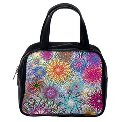 Psychedelic Flowers Yellow Abstract Psicodelia Classic Handbag (one Side)