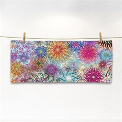 Psychedelic Flowers Yellow Abstract Psicodelia Hand Towel