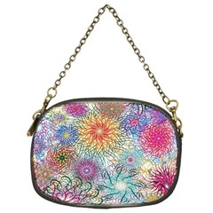 Psychedelic Flowers Yellow Abstract Psicodelia Chain Purse (one Side) by Modalart