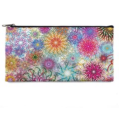 Psychedelic Flowers Yellow Abstract Psicodelia Pencil Case by Modalart