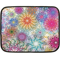 Psychedelic Flowers Yellow Abstract Psicodelia Two Sides Fleece Blanket (mini) by Modalart