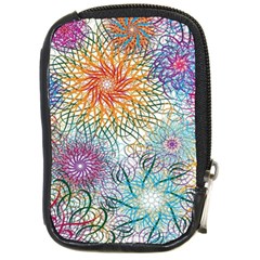 Psychedelic Flowers Yellow Abstract Psicodelia Compact Camera Leather Case