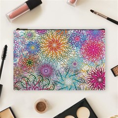 Psychedelic Flowers Yellow Abstract Psicodelia Cosmetic Bag (large) by Modalart