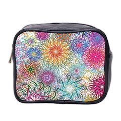 Psychedelic Flowers Yellow Abstract Psicodelia Mini Toiletries Bag (two Sides) by Modalart