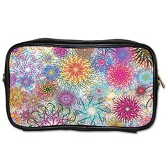 Psychedelic Flowers Yellow Abstract Psicodelia Toiletries Bag (one Side) by Modalart