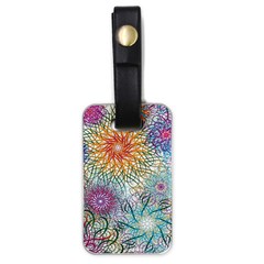 Psychedelic Flowers Yellow Abstract Psicodelia Luggage Tag (one Side) by Modalart