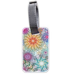 Psychedelic Flowers Yellow Abstract Psicodelia Luggage Tag (two Sides) by Modalart