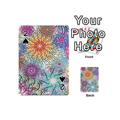 Psychedelic Flowers Yellow Abstract Psicodelia Playing Cards 54 Designs (mini) by Modalart