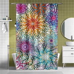 Psychedelic Flowers Yellow Abstract Psicodelia Shower Curtain 48  X 72  (small)  by Modalart