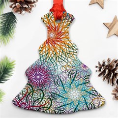 Psychedelic Flowers Yellow Abstract Psicodelia Christmas Tree Ornament (two Sides) by Modalart