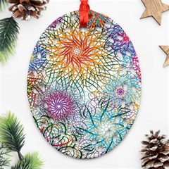 Psychedelic Flowers Yellow Abstract Psicodelia Ornament (oval Filigree)