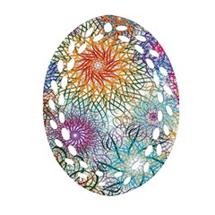 Psychedelic Flowers Yellow Abstract Psicodelia Oval Filigree Ornament (two Sides)