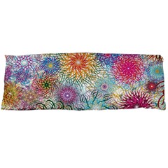 Psychedelic Flowers Yellow Abstract Psicodelia Body Pillow Case (dakimakura) by Modalart