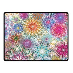 Psychedelic Flowers Yellow Abstract Psicodelia Two Sides Fleece Blanket (small)