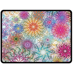 Psychedelic Flowers Yellow Abstract Psicodelia Two Sides Fleece Blanket (large) by Modalart