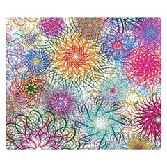 Psychedelic Flowers Yellow Abstract Psicodelia Two Sides Premium Plush Fleece Blanket (small) by Modalart