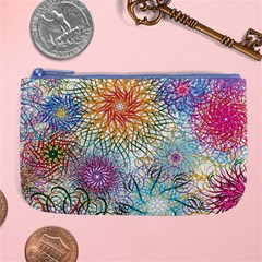 Psychedelic Flowers Yellow Abstract Psicodelia Large Coin Purse by Modalart